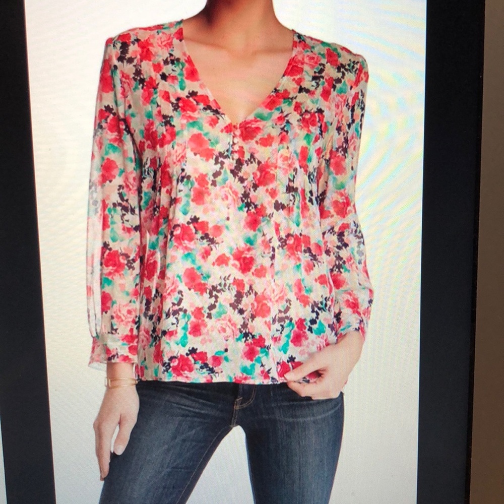 Joie Leala 100% silk blouse top spring 3/4 sleeve